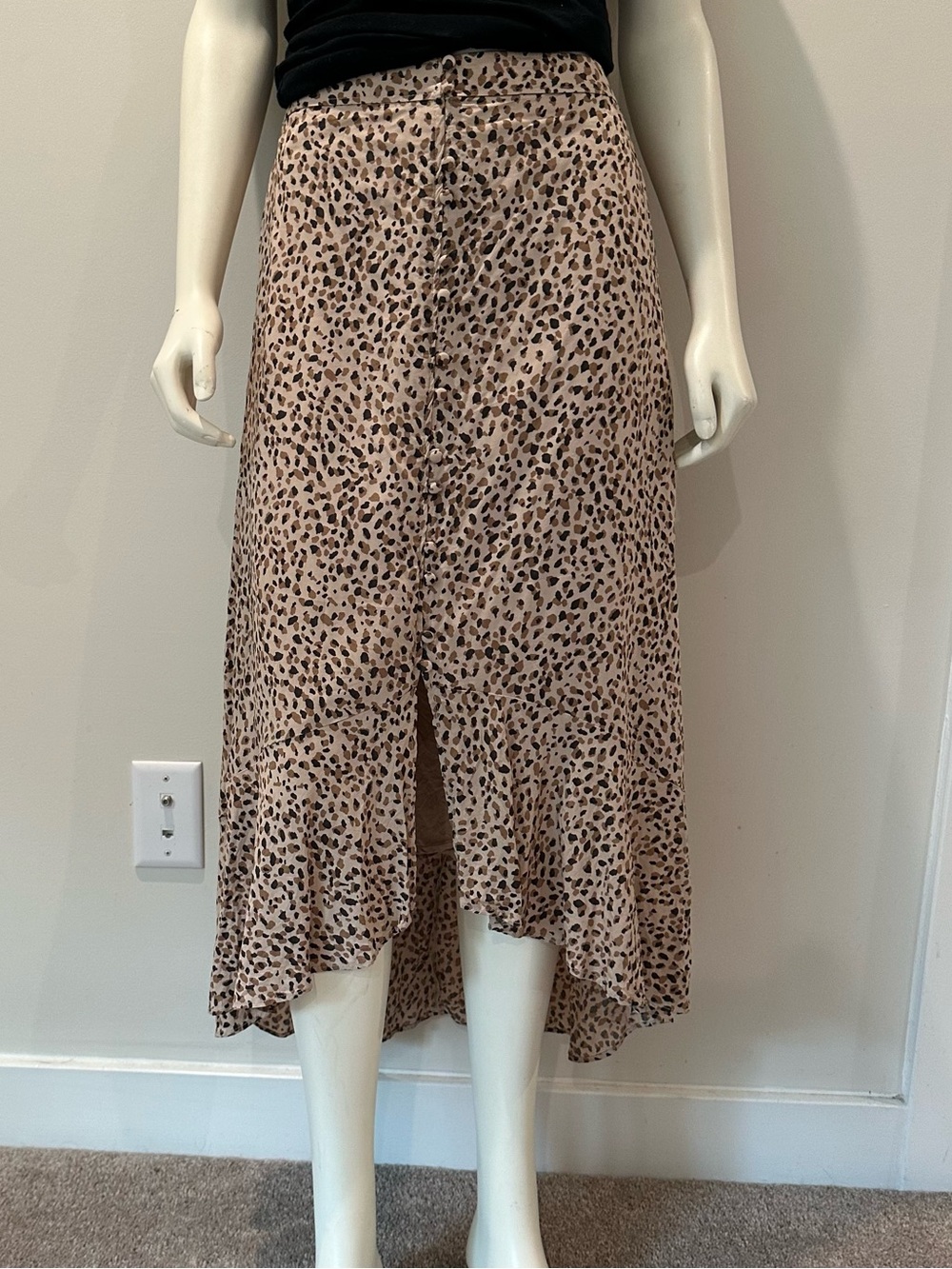Abercrombie & Fitch Leopard Print Button Front High-Low Skirt XS